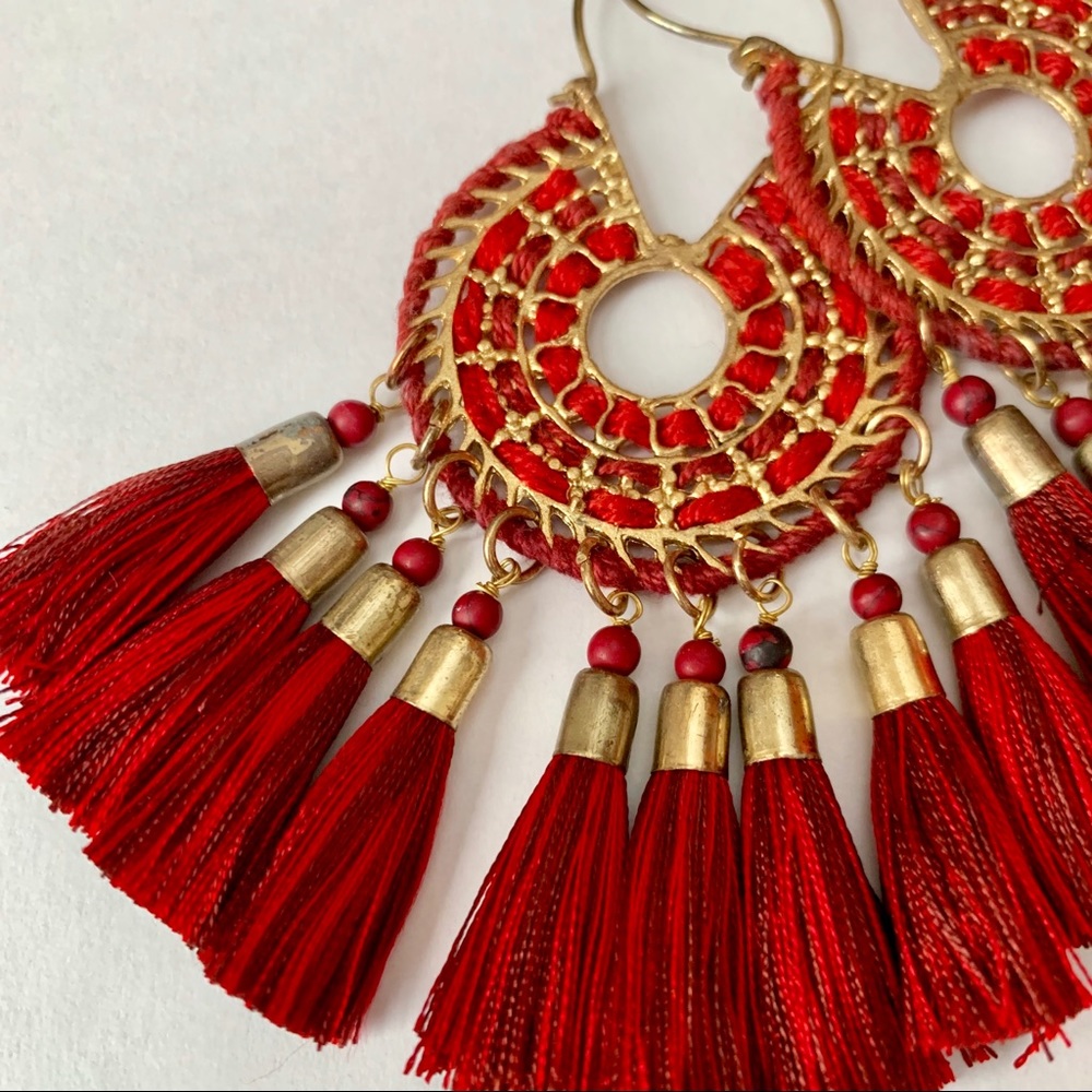 ♥️♥️♥️ Red Tassels Earrings ♥️♥️♥️ - Picture 6 of 6